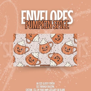 Pumpkin Spice Cash Envelope A6 Laminated Custom Categories