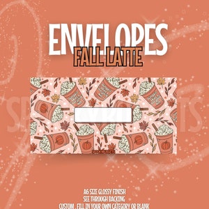 Fall Latte Cash Envelope A6 Laminated Custom Categories