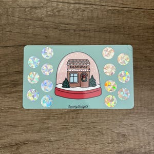 Christmas Bookshop Snow Globe Scratch & Save Challenge Laminated A6 A5 75 Total Savings