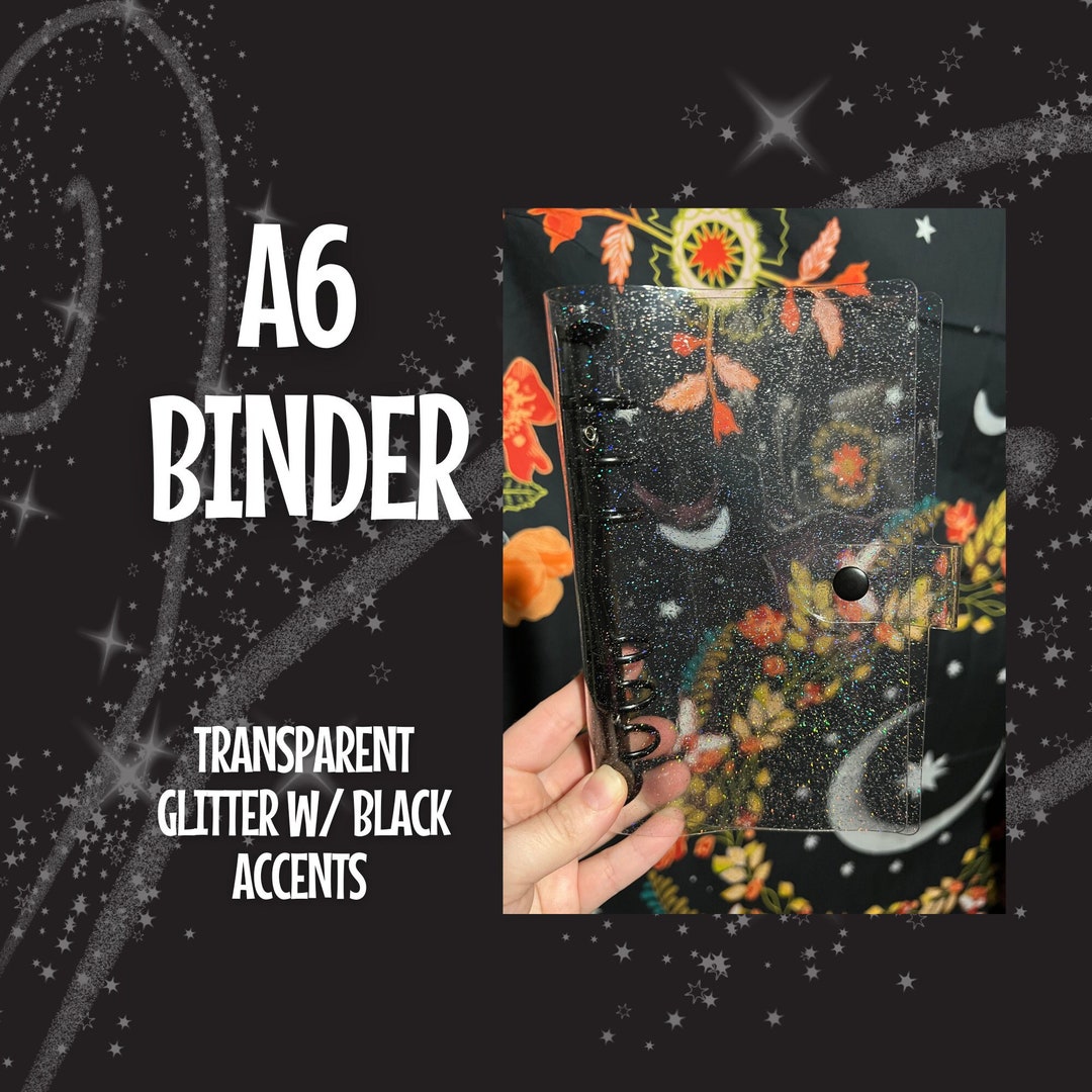 A6 Glitter Transparent Binder W/ Black Accents Spookybudgets Exclusive
