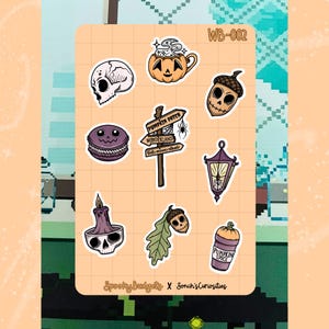 Feuille d'autocollants mats d'automne fantasmagorique