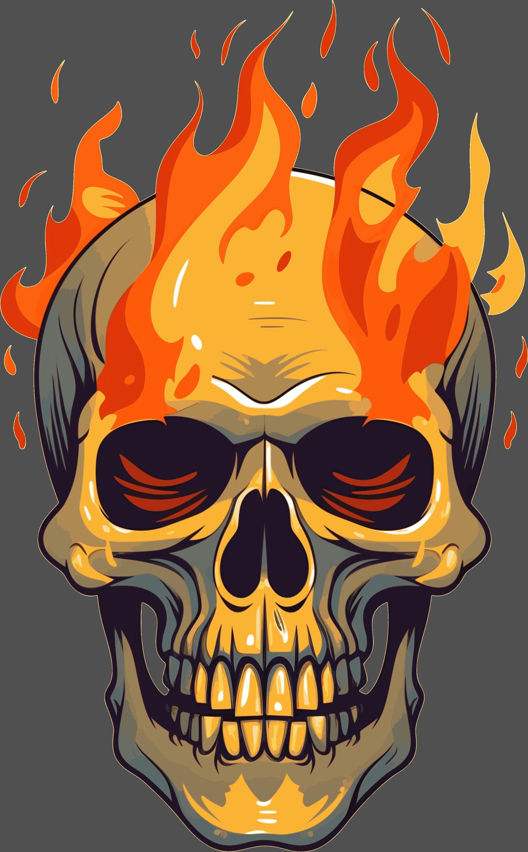 Flaming Skull Vector Art - Etsy