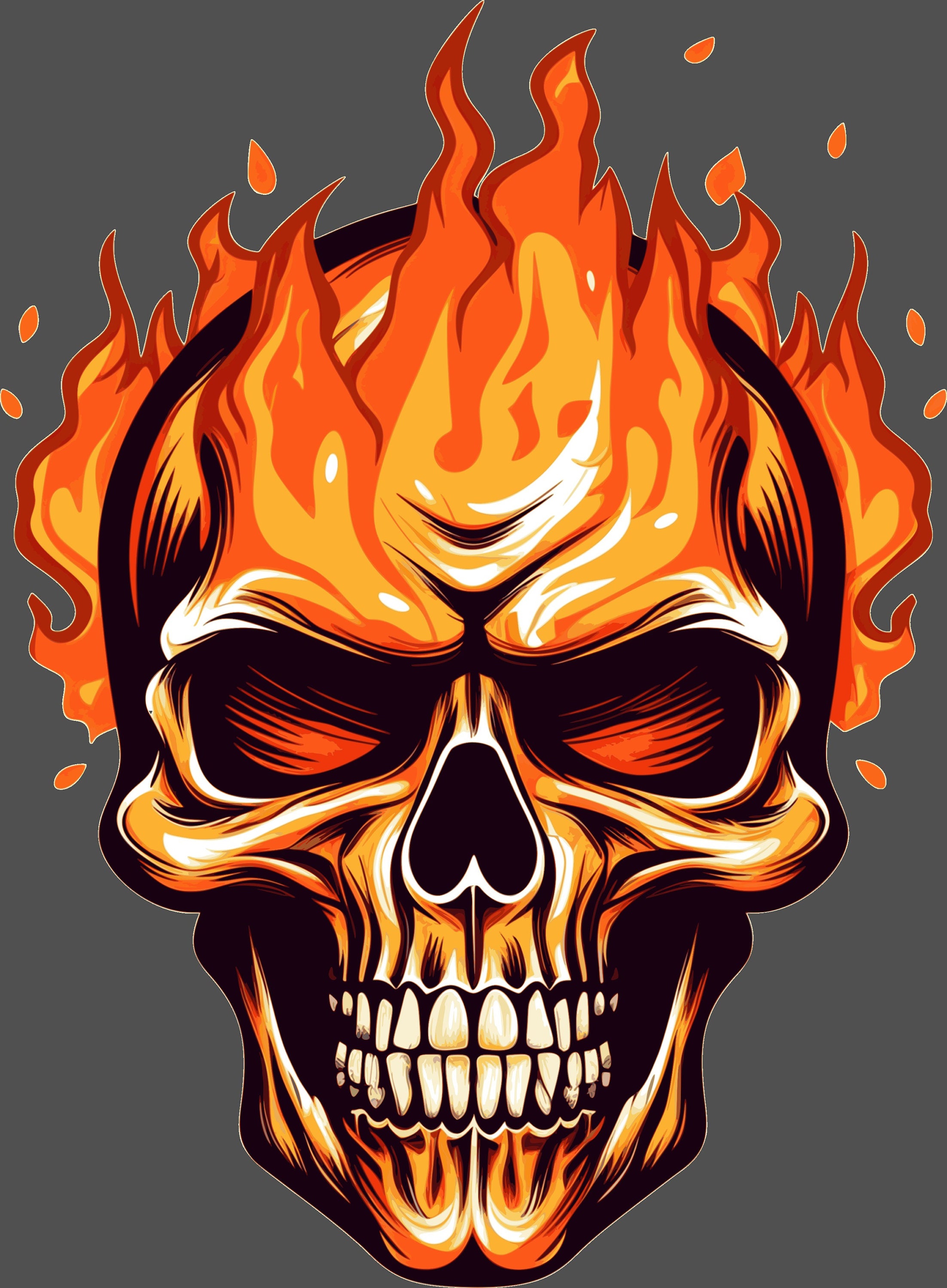 Flaming Skull Vector Art - Etsy