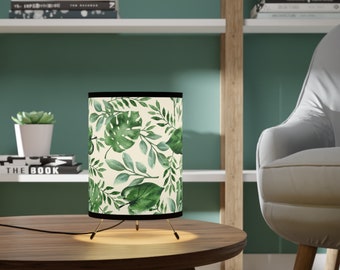 Monstera leaf Lamp with Printed Shade, botanical leaves, green leaf USCA plug