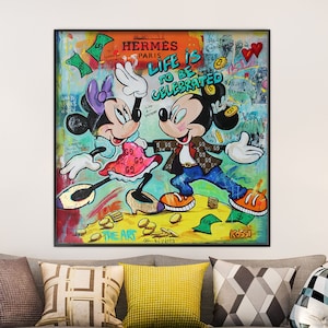 Tableau Pop Art Mickey Minnie Hermès Paris