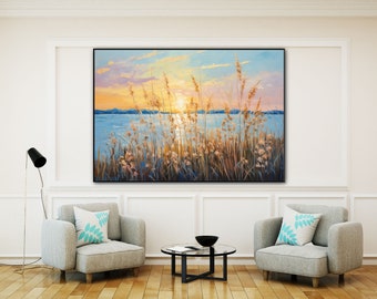 Seascape, Sea View, Barley, Rural 100% Handmade, Textured Painting, Abstract Oil Painting, Acrylic Painting, Wall Decor Living Room, Office