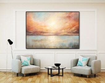Ocean Landscape, Seascape, Sunset 100% Handmade, Textured Painting, Abstract Oil Painting, Acrylic Painting, Wall Decor Living Room, Office