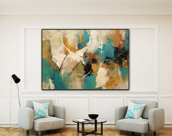 Blue, Beige, Black 100% Handmade, Textured Painting, Abstract Oil Painting, Acrylic Painting, Wall Decor Living Room, Office Wall Art