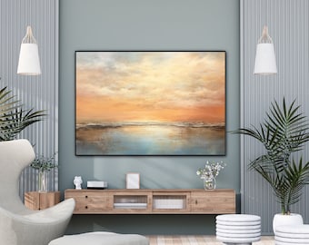 Sunset, Seascape, Sea View, Ocean Scenery 100% Handmade, Textured Painting, Abstract Oil Painting, Acrylic Painting, Wall Decor Living Room