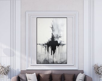 Schwarz und Weiß, Schwarz Weiß 100 % handgefertigt, Strukturgemälde, abstraktes Ölgemälde, Acrylgemälde, Wanddekoration Wohnzimmer, Büro