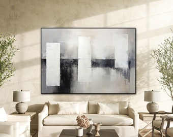 Grey, Black, Beige 100% Handmade, Textured Painting, Abstract Oil Painting, Acrylic Painting, Wall Decor Living Room, Office Wall Art