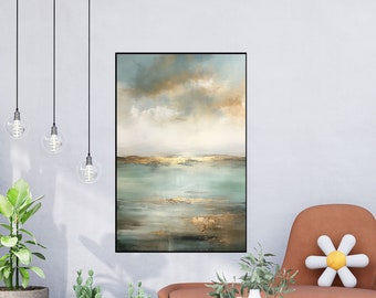 Ocean Scenery, Gold Waves, Sunset 100% Handmade, Textured Painting, Abstract Oil Painting, Acrylic Painting, Wall Decor Living Room, Office