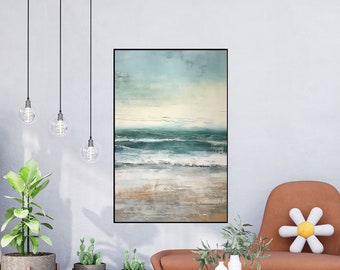 Ocean Landscape, Seascape, Fog 100% Handmade, Textured Painting, Abstract Oil Painting, Acrylic Painting, Wall Decor Living Room