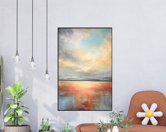 Meereslandschaft, Meerblick, Sonnenuntergang, Meerblick 100 % handgefertigt, Strukturgemälde, abstraktes Ölgemälde, Acrylgemälde, Wanddekoration Wohnzimmer