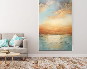 Ocean, Seascape, Sunset 100% Handmade, Textured Painting, Abstract Oil Painting, Acrylic Painting, Wall Decor Living Room, Office Wall Art