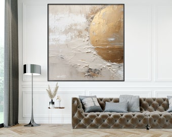 Sun, Gold, Sky Landscape 100% Handmade, Textured Painting, Abstract Oil Painting, Acrylic Painting, Wall Decor Living Room, Office Wall Art