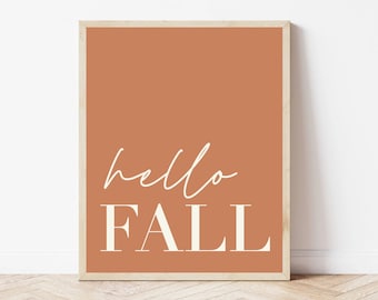Hello Fall Decor Print | Hello Fall Sign Printable | Fall Wall Art Download | Thanksgiving