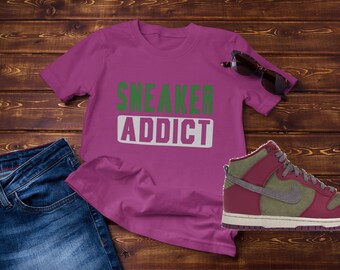 Camiseta viciado em tênis, camiseta feminina sneakerhead, camisa de tênis de frutas dinâmicas, camiseta sneakerhead, presente para amantes de tênis