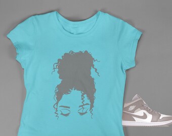 Curly Hair Chick T-shirt, Shirt to match Jordan 1 Mid Linen, AJ1 Linen,  Sneakerhead shirt, Sneakerhead shirt, Female Sneakerhead