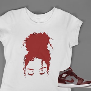 Curly Hair Chick T-shirt, Shirt to match  AJ1 Cherrywood, Female Sneakerhead