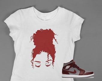 Curly Hair Chick T-shirt, Shirt to match  AJ1 Cherrywood, Female Sneakerhead