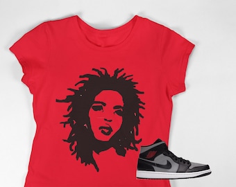 Lauryn Hill t-shirt, Sneakerhead t-shirt, Air Jordan 1 tshirt,  Jordan 1 Mid Shadow Red, AJ1 Shadow Red, Air Jordan Sneaker lover