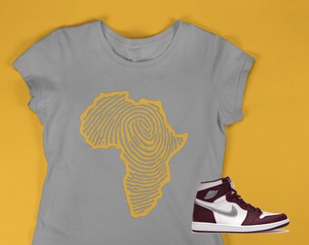 Africa Fingerprint T-shirt, Shirt to match  AJ1 Bordeaux,   Female Sneakerhead