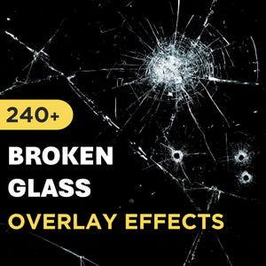 240+ Broken Glass Overlay Effects for Photoshop & Concept Art | Realistic Shattered Mirror Glass Cracks Textures for Digital Artists
