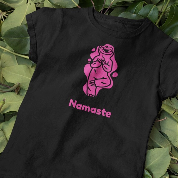 Sloth Funny Yoga Namaste T-Shirt Black Unisex Birthday Mother's Day Gift Boho Chic Hippie Festival Fashion Vibe Organic Nature Healing