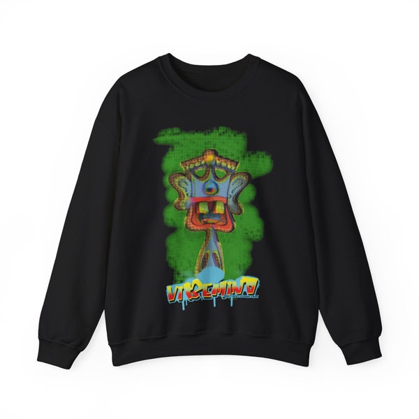 Streetwear Trippy Graffiti Style Urban Alien Mushrooms Unisex Heavy Blend™ Crewneck Sweatshirt