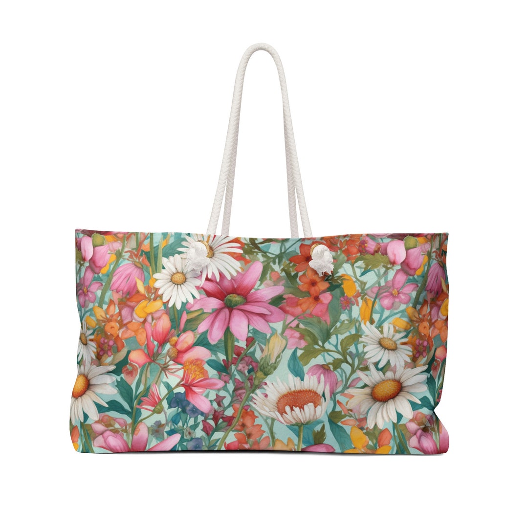 Bold & Colorful Weekender Bag Floral Tote Bag Shoulder Tote - Etsy