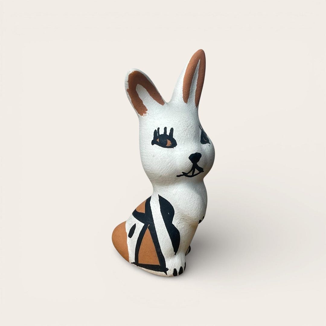 Vintage Signed Pottery Bunny Rabbit Figurine Southwestern Folk Art ...