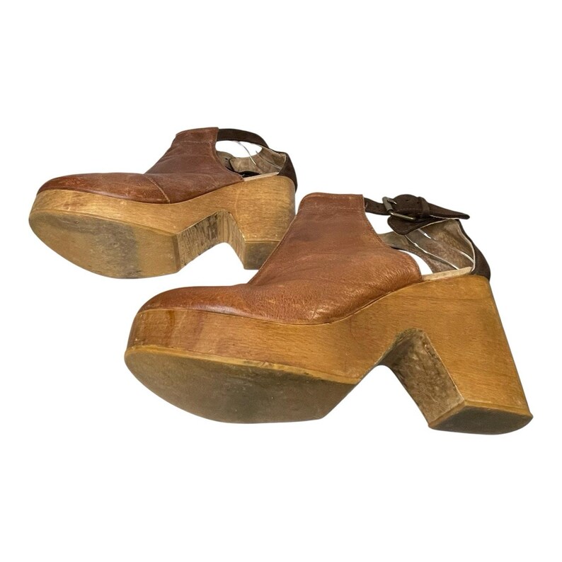 Free People Amber Orchard Clog Booties Brown Leather Wood Heel Size 40 image 7