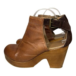 Free People Amber Orchard Clog Booties Brown Leather Wood Heel Size 40 image 5