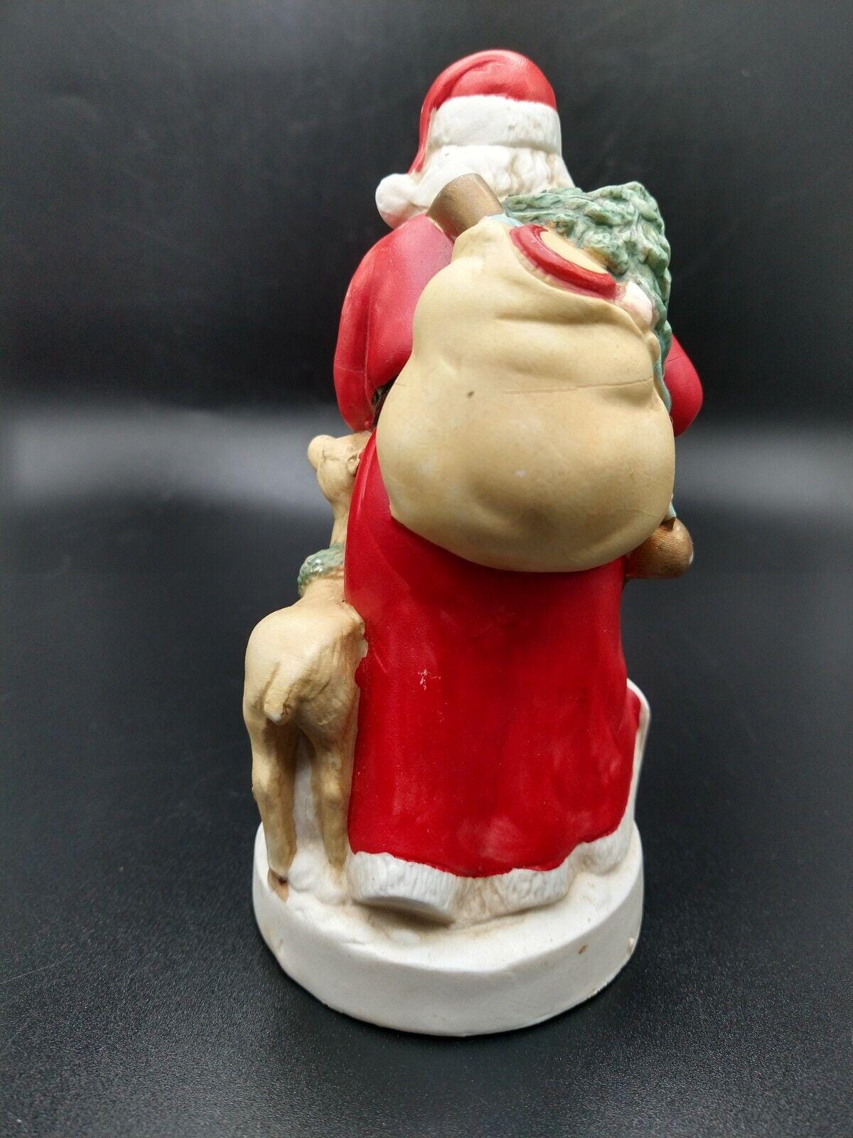 磁器　ヴィンテージ￼ サンタクロース　レア サンタクロース ヴィンテージ 磁器フィギュア 鹿袋 高さ5.25インチ