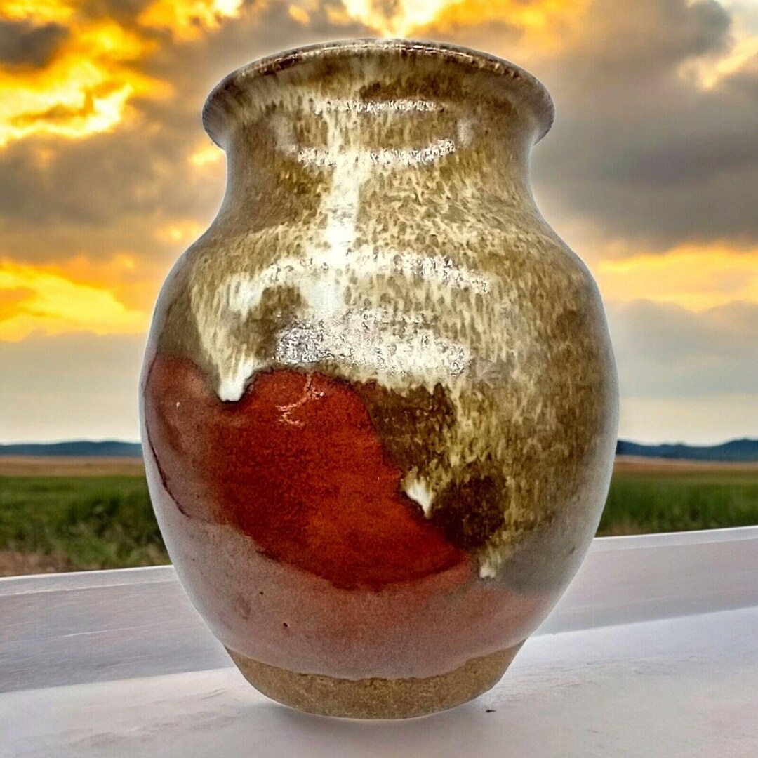 Signed Vintage Studio Art Stoneware Pottery Drip Glaze Vase – 5.5 ...