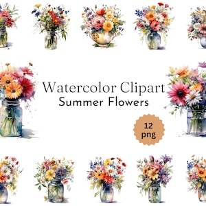 Joie florissante : 12 cliparts exquis de fleurs dans des vases - Une touche d'optimisme