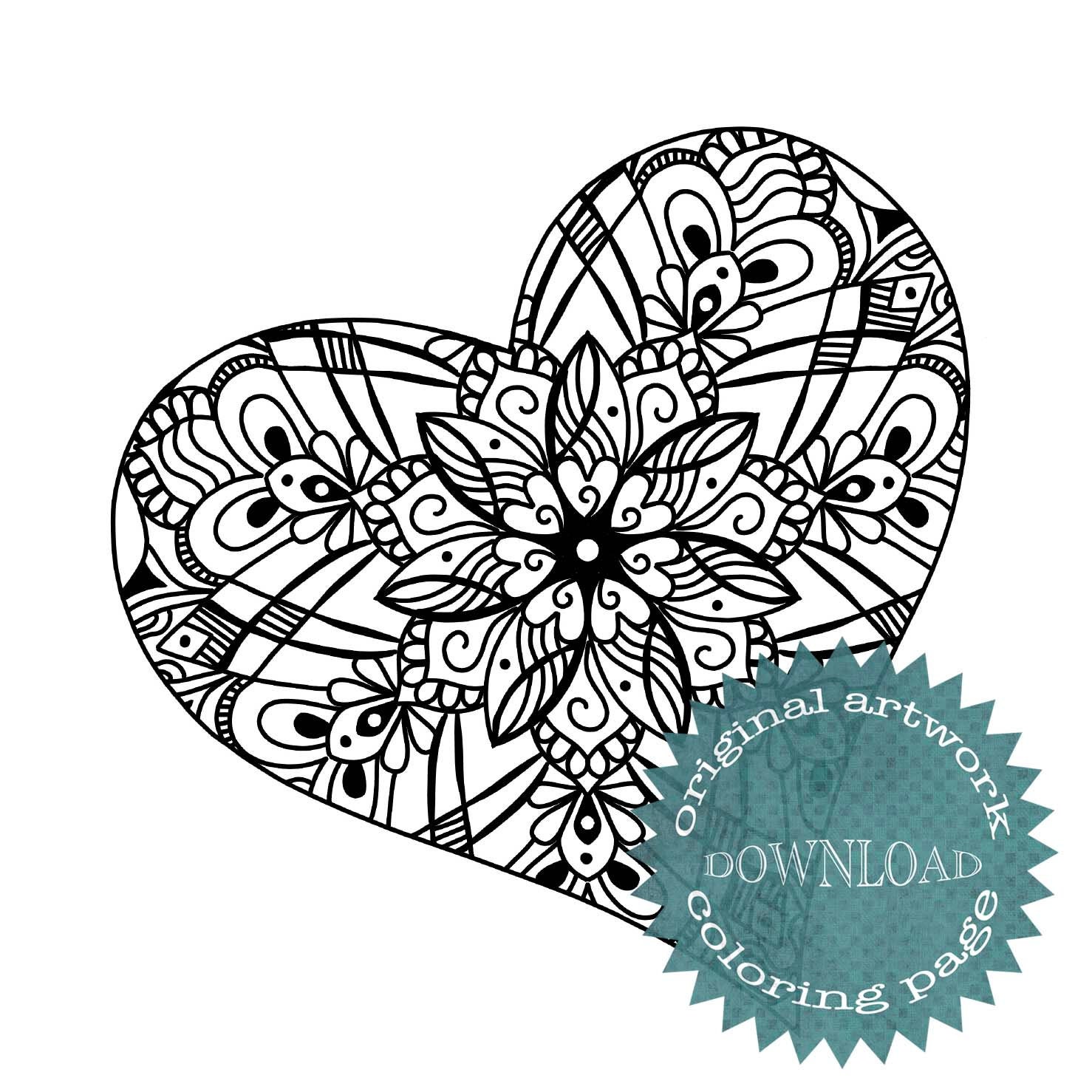 Heart Mandala Coloring Pages - Il Fullxfull.4548825698 5j54