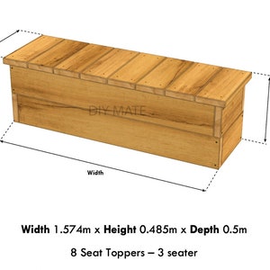 3 Seater Wooden Garden Bench - DIY PDF Plan - Digital Download - W 1.574m x H 0.485m x D 0.5m - Other sizes available