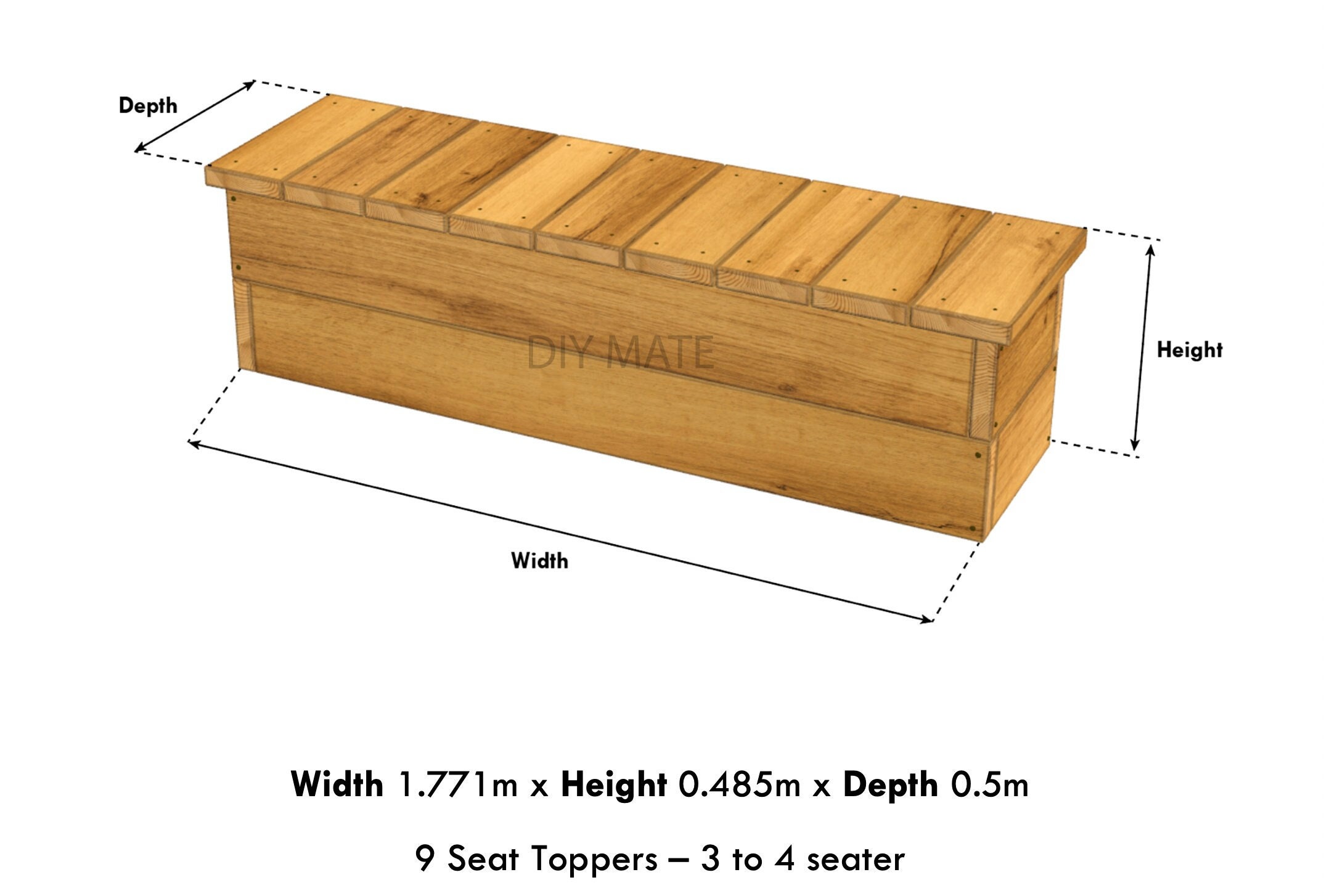 3 人掛け木製ガーデンベンチ - DIY PDF プラン - デジタルダウンロード