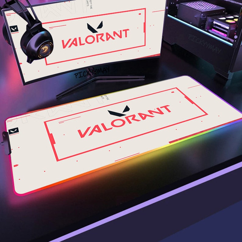 Valorant RGB Gaming Mouse Pad Valorant Led Gaming Desk Mat Etsy