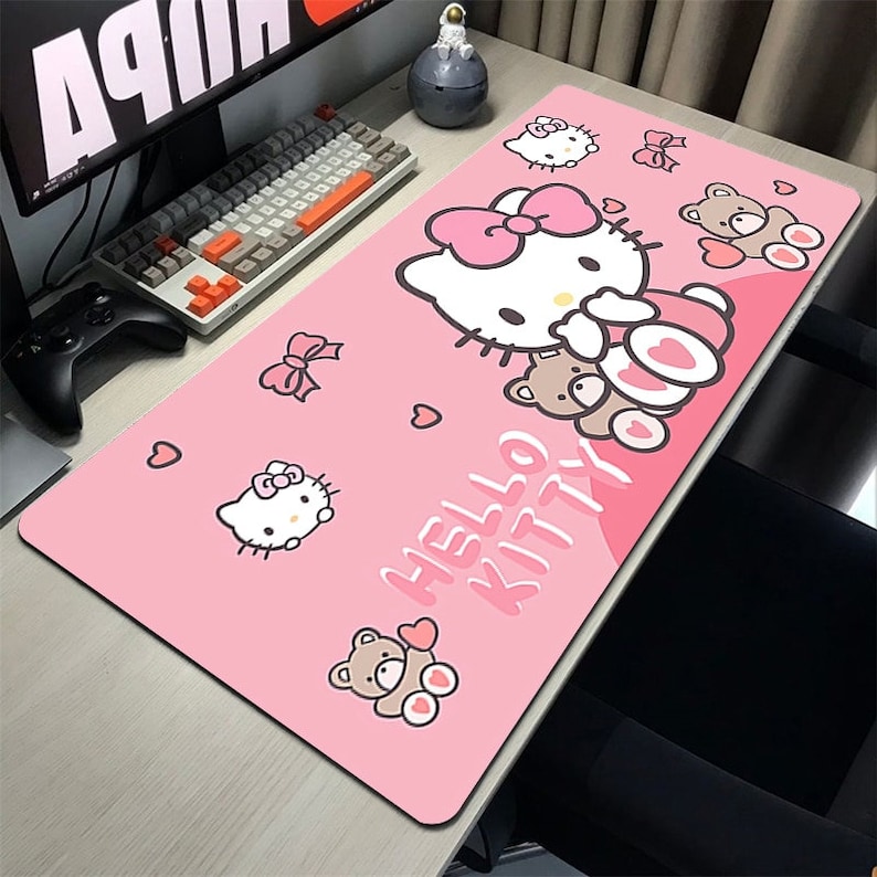 Hello Kitty Mouse Pad Kawaii Gaming Mouse Cute Gaming Mat Cat Etsy