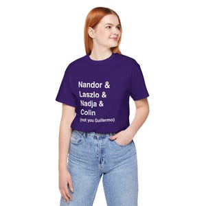 What We Do in the Shadows Unisex Jersey Short Sleeve Tee - WWDITS Character List T-Shirt - What We Do in the Shadows Name List Tee