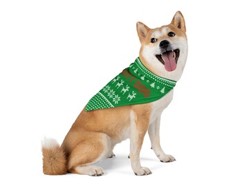 Feliz Naughty Dog Pet Bandana - Funny Christmas Bandana for Dogs - Ugly Christmas Sweater Bandana for Pets