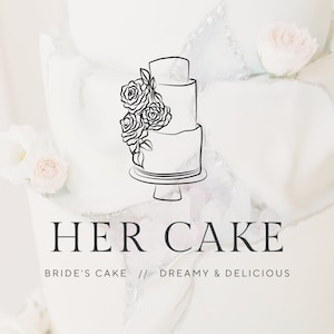 Bakery Logo, Hand Drawn Logo, Baking Logo, Canva Branding Kit, Elegant Bakery Logo, Cake Shop Logo, Bakery Branding, Wedding Cake Logo