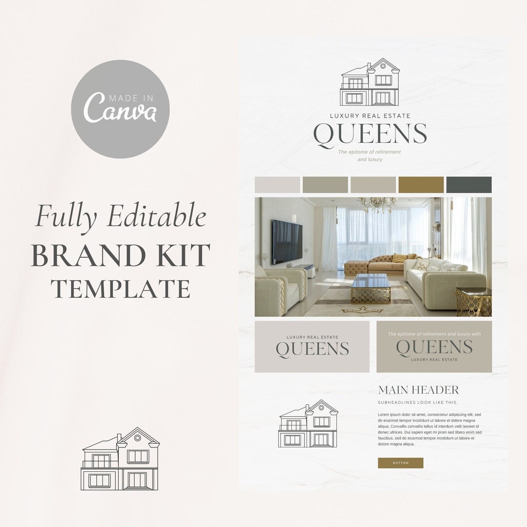 Luxury Real Estate Logo, Canva Template, Branding Kit, Elegant Logo ...