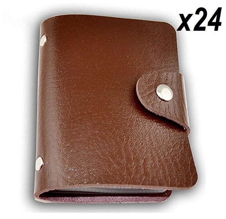 2024 Cuir pu étui porte carte bancaire CB homme femme 24 cartes NEUF divers coloris Marron