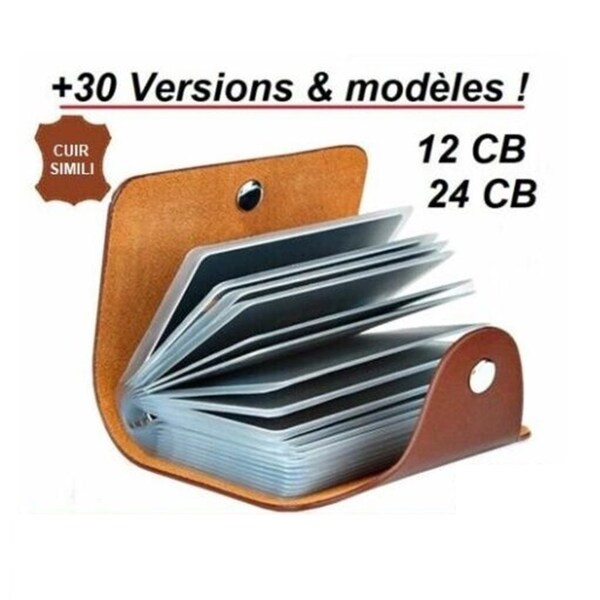 2024 Cuir pu étui porte carte bancaire CB homme femme 24 cartes NEUF divers coloris