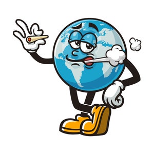 Illustration de mascotte de dessin animé de terre qui fume, création de logo vectoriel clip-art dessiné à la main