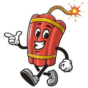 Walking TNT Dynamite cartoon mascot illustration design character vector